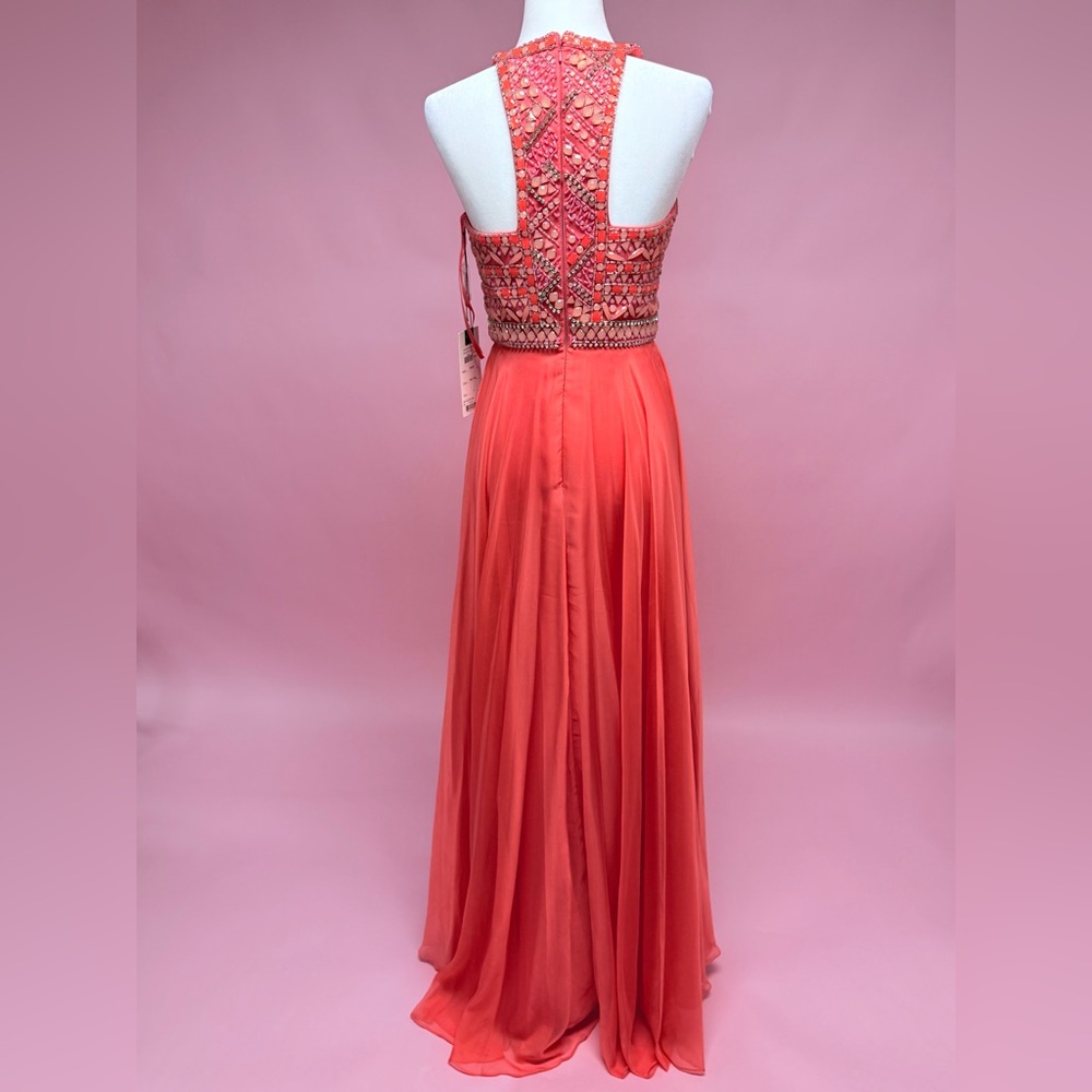 Mac Duggal Coral Halter Beaded Prom Gown - Picture 6 of 9